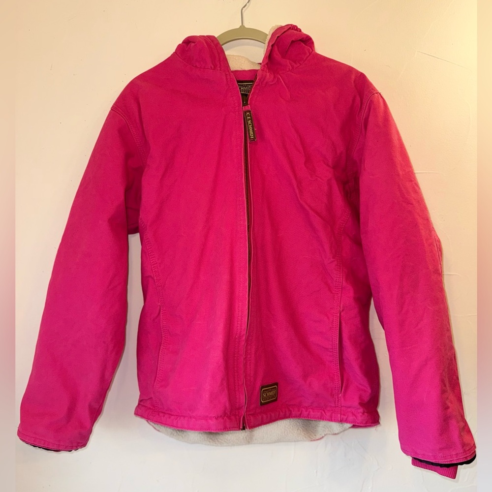 SCHMIDT WORKWEAR JACKET HOODED FLEECE LINED COTTON CANVAS GIRLS SZ XL (18-20)